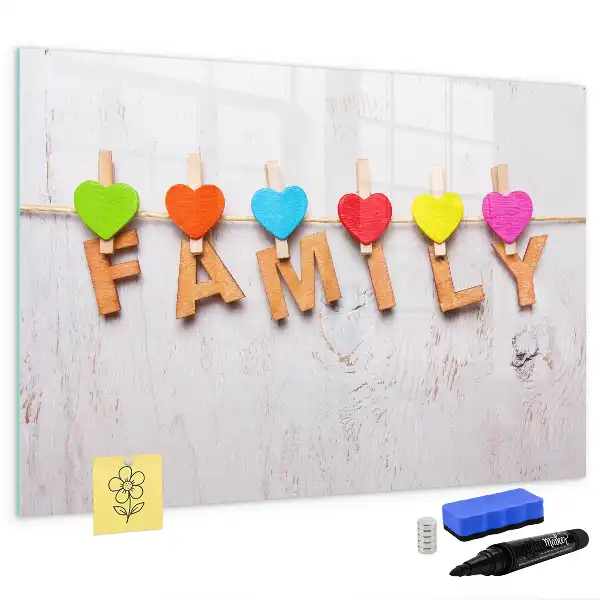 Tablă magnetică cu ștergere uscată cu model text Familie