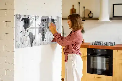 Tablă magnetică cu ștergere uscată harta lumii imprimată pe lemn