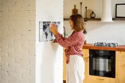 Tablă magnetică cu ștergere uscată harta lumii imprimată pe lemn