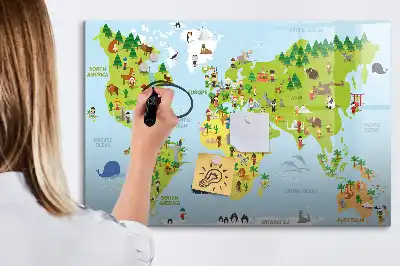 Tablă magnetică cu ștergere uscată harta lumii culturale