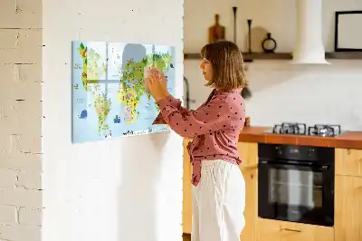 Tablă magnetică cu ștergere uscată harta lumii culturale