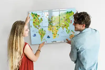 Tablă magnetică cu ștergere uscată harta lumii culturale