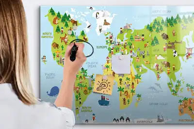 Tablă magnetică cu ștergere uscată harta lumii culturale