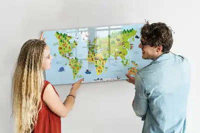 Tablă magnetică cu ștergere uscată harta lumii culturale