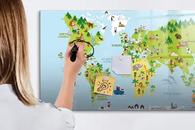 Tablă magnetică cu ștergere uscată harta lumii culturale