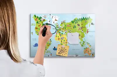 Tablă magnetică cu ștergere uscată harta lumii culturale