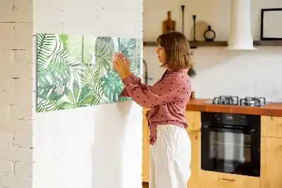 Tablă magnetică cu ștergere uscată cu model frunze exotice