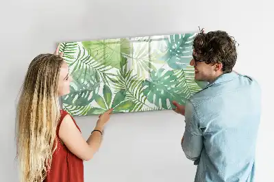 Tablă magnetică cu ștergere uscată cu model frunze exotice