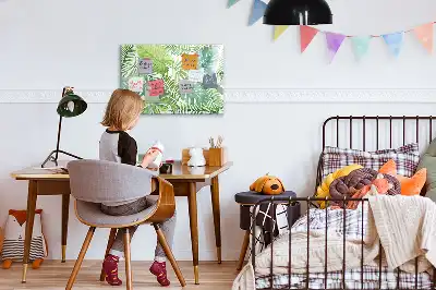 Tablă magnetică cu ștergere uscată cu model frunze exotice