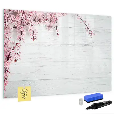 Tablă magnetică cu ștergere uscată model Flori de primăvară