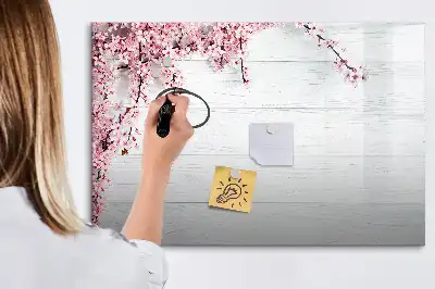 Tablă magnetică cu ștergere uscată model Flori de primăvară
