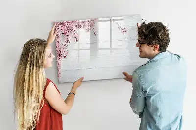 Tablă magnetică cu ștergere uscată model Flori de primăvară