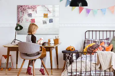 Tablă magnetică cu ștergere uscată model Flori de primăvară