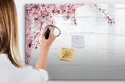 Tablă magnetică cu ștergere uscată model Flori de primăvară