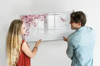 Tablă magnetică cu ștergere uscată model Flori de primăvară