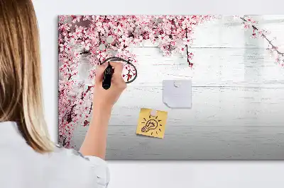 Tablă magnetică cu ștergere uscată model Flori de primăvară