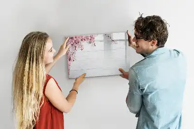 Tablă magnetică cu ștergere uscată model Flori de primăvară