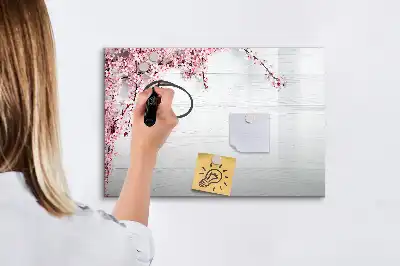 Tablă magnetică cu ștergere uscată model Flori de primăvară