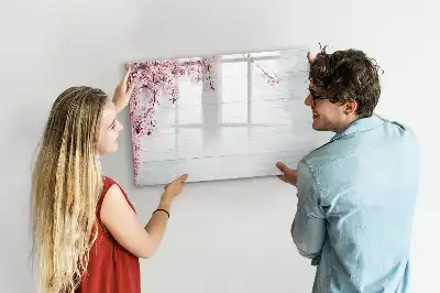 Tablă magnetică cu ștergere uscată model Flori de primăvară