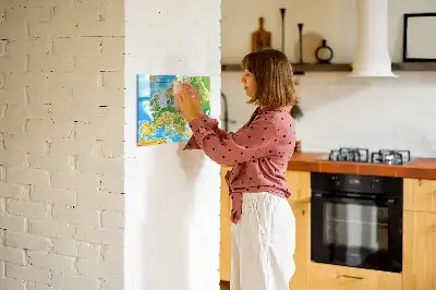 Tablă magnetică cu ștegere uscată cu harta geografică a lumii