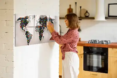 Tablă magnetică cu ștergere uscată cu hartă abstractă a lumii