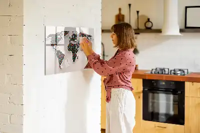 Tablă magnetică cu ștergere uscată cu hartă abstractă a lumii