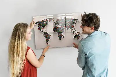 Tablă magnetică cu ștergere uscată cu hartă abstractă a lumii
