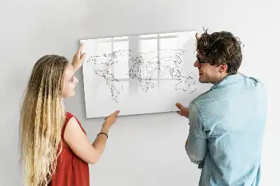 Tablă magnetică cu ștergere uscată cu hartă a lumii tip contur