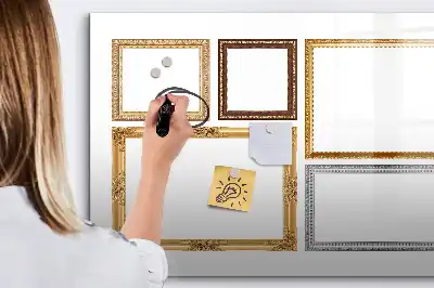 Tablă magnetică cu ștergere uscată cu ramă aurie