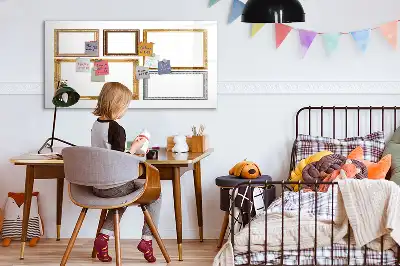 Tablă magnetică cu ștergere uscată cu ramă aurie