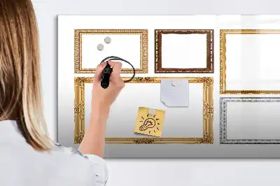 Tablă magnetică cu ștergere uscată cu ramă aurie