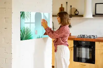 Tablă magnetică cu ștergere uscată cu model frunze de palmier