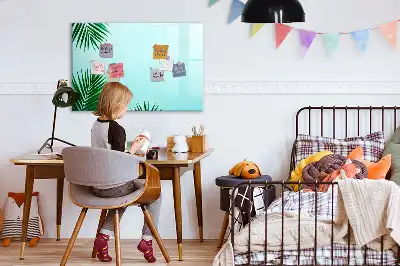 Tablă magnetică cu ștergere uscată cu model frunze de palmier