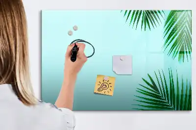 Tablă magnetică cu ștergere uscată cu design frunze exotice