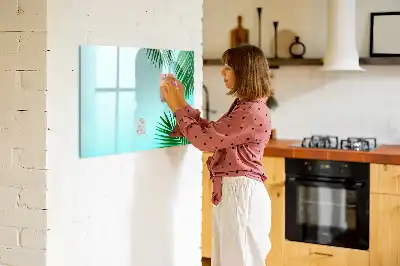Tablă magnetică cu ștergere uscată cu design frunze exotice