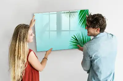 Tablă magnetică cu ștergere uscată cu design frunze exotice