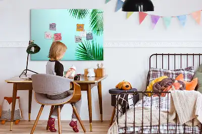 Tablă magnetică cu ștergere uscată cu design frunze exotice