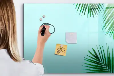 Tablă magnetică cu ștergere uscată cu design frunze exotice