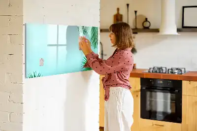 Tablă magnetică cu ștergere uscată cu design frunze exotice