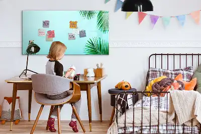Tablă magnetică cu ștergere uscată cu design frunze exotice