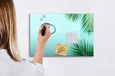 Tablă magnetică cu ștergere uscată cu design frunze exotice