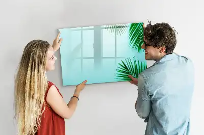 Tablă magnetică cu ștergere uscată cu design frunze exotice