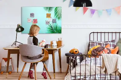 Tablă magnetică cu ștergere uscată cu design frunze exotice