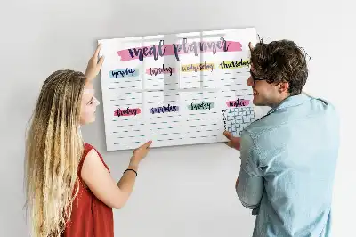 Tablă magnetică cu ștergere uscată pentru meniu săptămânal