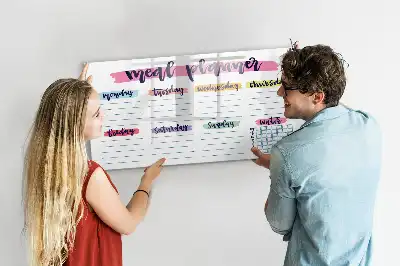 Tablă magnetică cu ștergere uscată pentru meniu săptămânal