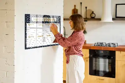 Tablă magnetică pentru planificarea meselor cu model cu stele și ștergere uscată