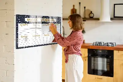 Tablă magnetică pentru planificarea meselor cu model cu stele și ștergere uscată