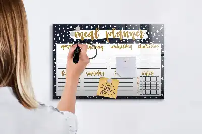 Tablă magnetică pentru planificarea meselor cu model cu stele și ștergere uscată