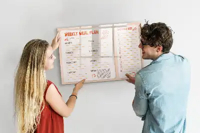 Tablă magnetică cu ștergere uscată planificator de mese în stil retro