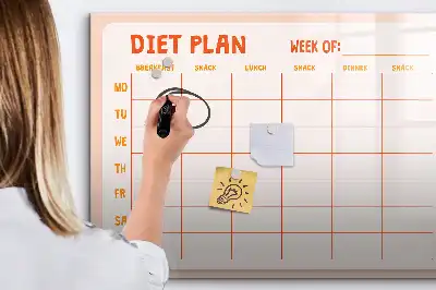 Planificator săptămânal de mese cu tablă magnetică pentru ștergere uscată